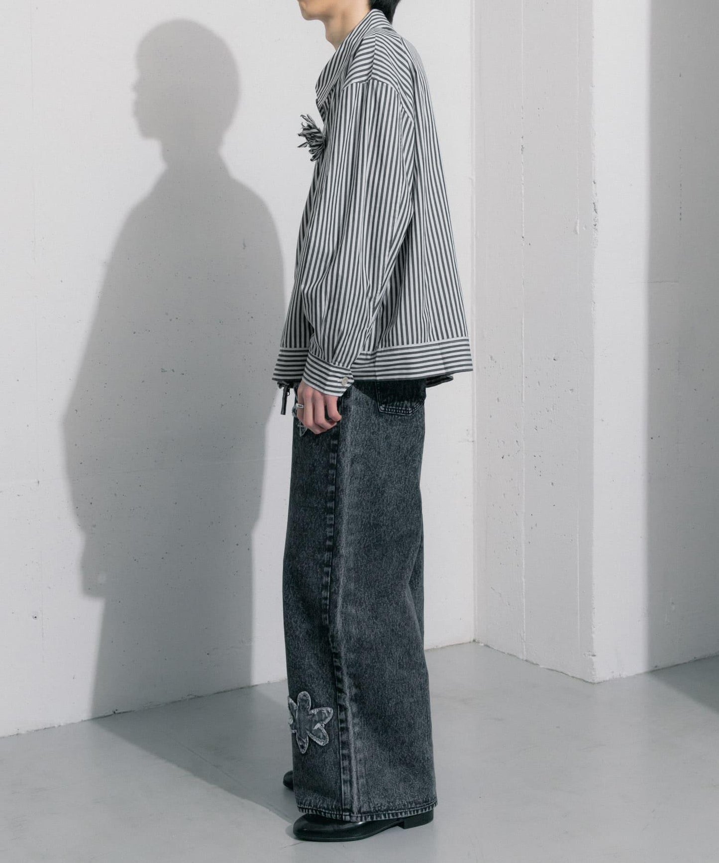 hxcyyd × SOP 條紋花卉胸花襯衫夾克（男女同款）