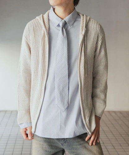 透視網紗連帽拉鍊外套