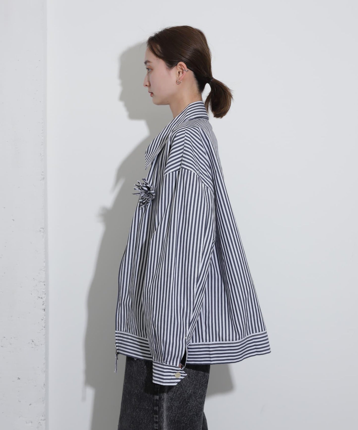 hxcyyd × SOP 條紋花卉胸花襯衫夾克（男女同款）