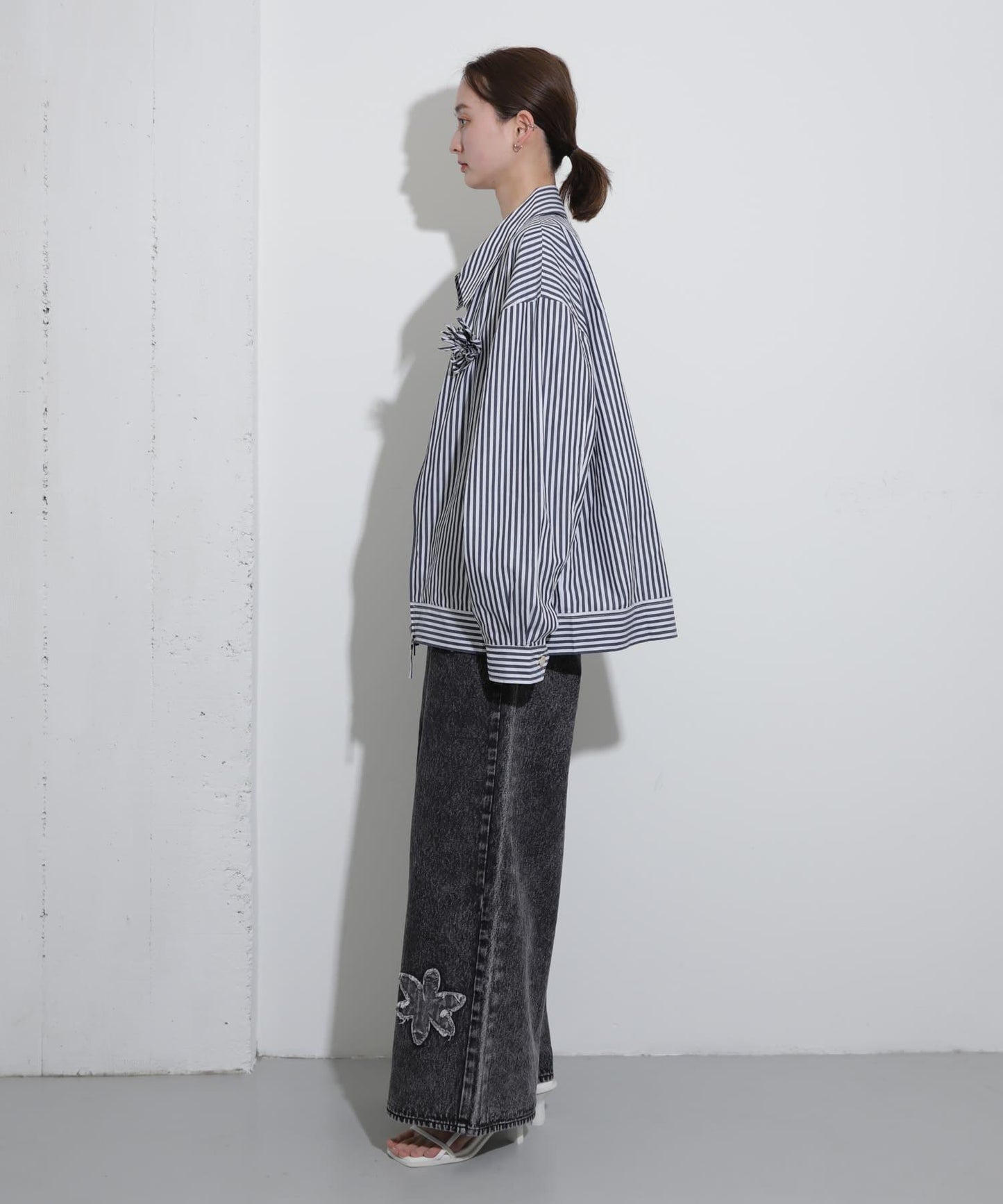 hxcyyd × SOP 條紋花卉胸花襯衫夾克（男女同款）