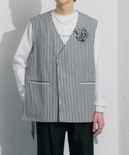 hxcyyd × SOP 條紋花卉胸花襯衫馬甲（男女同款）