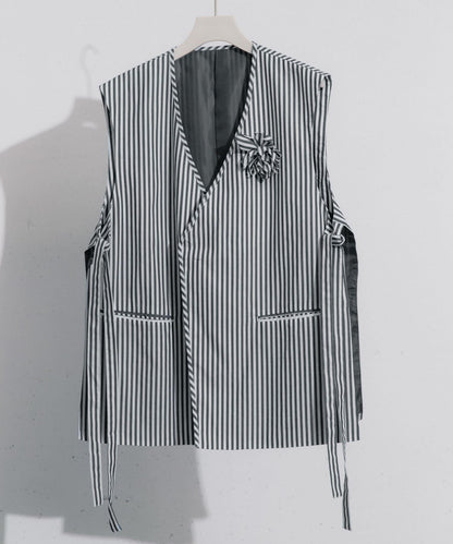 hxcyyd × SOP 條紋花卉胸花襯衫馬甲（男女同款）