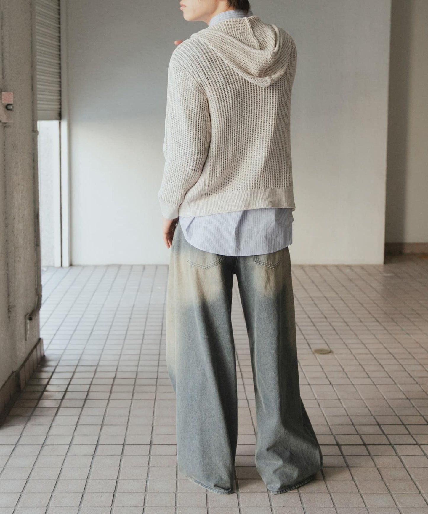 透視網紗連帽拉鍊外套