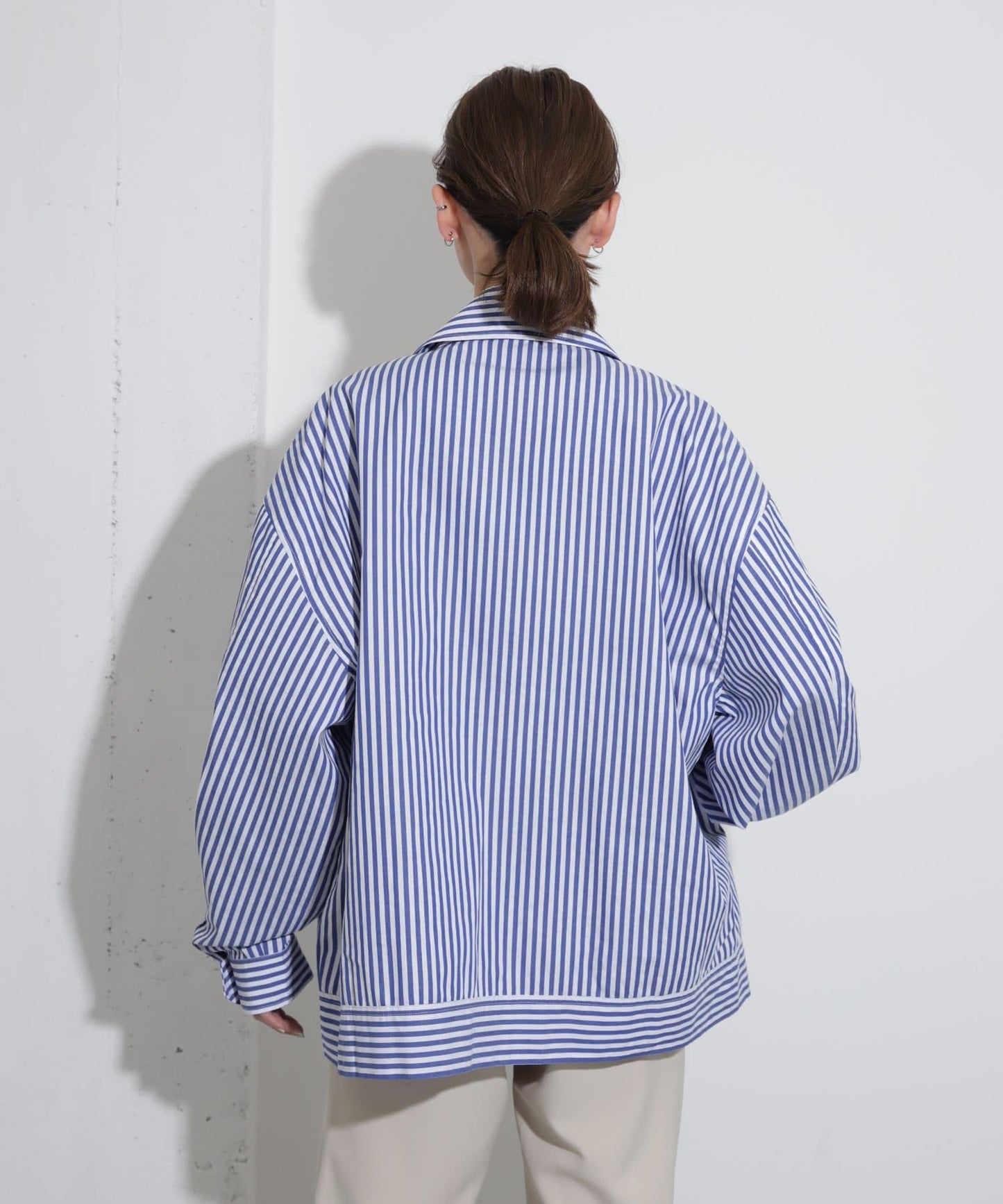 hxcyyd × SOP 條紋花卉胸花襯衫夾克（男女同款）