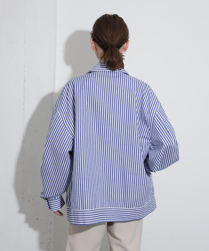 hxcyyd × SOP 條紋花卉胸花襯衫夾克（男女同款）