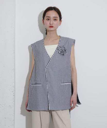hxcyyd × SOP 條紋花卉胸花襯衫馬甲（男女同款）