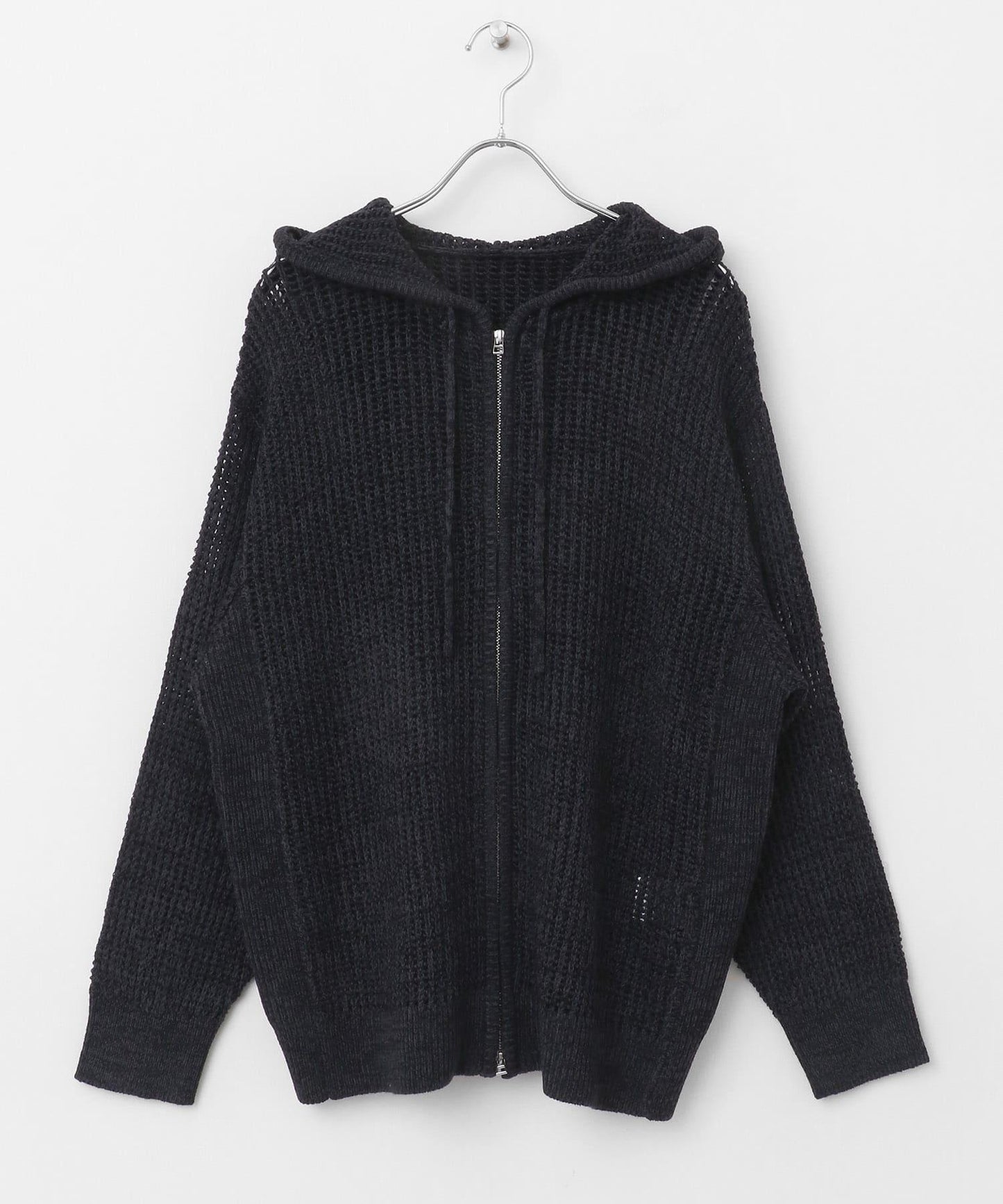 透視網紗連帽拉鍊外套