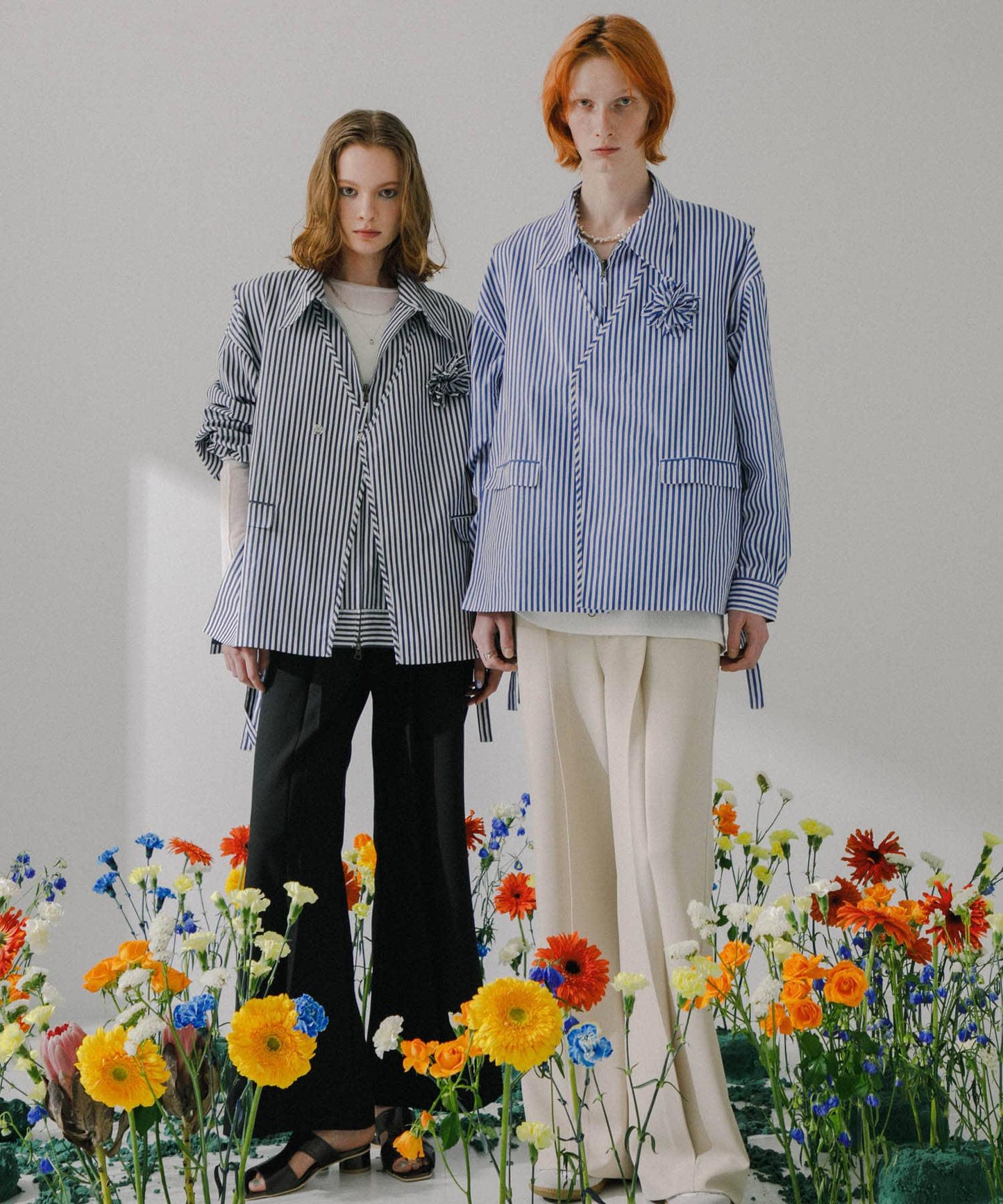 hxcyyd × SOP 條紋花卉胸花襯衫馬甲（男女同款）