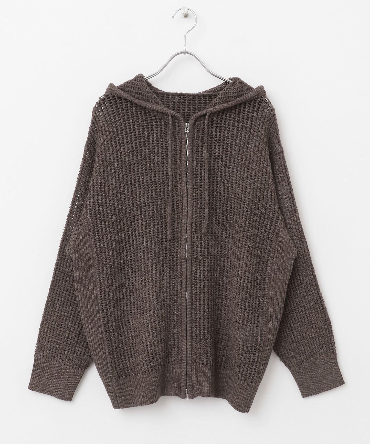 透視網紗連帽拉鍊外套