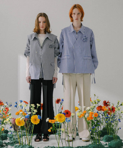 hxcyyd × SOP 條紋花卉胸花襯衫馬甲（男女同款）