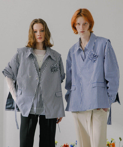 hxcyyd × SOP 條紋花卉胸花襯衫馬甲（男女同款）
