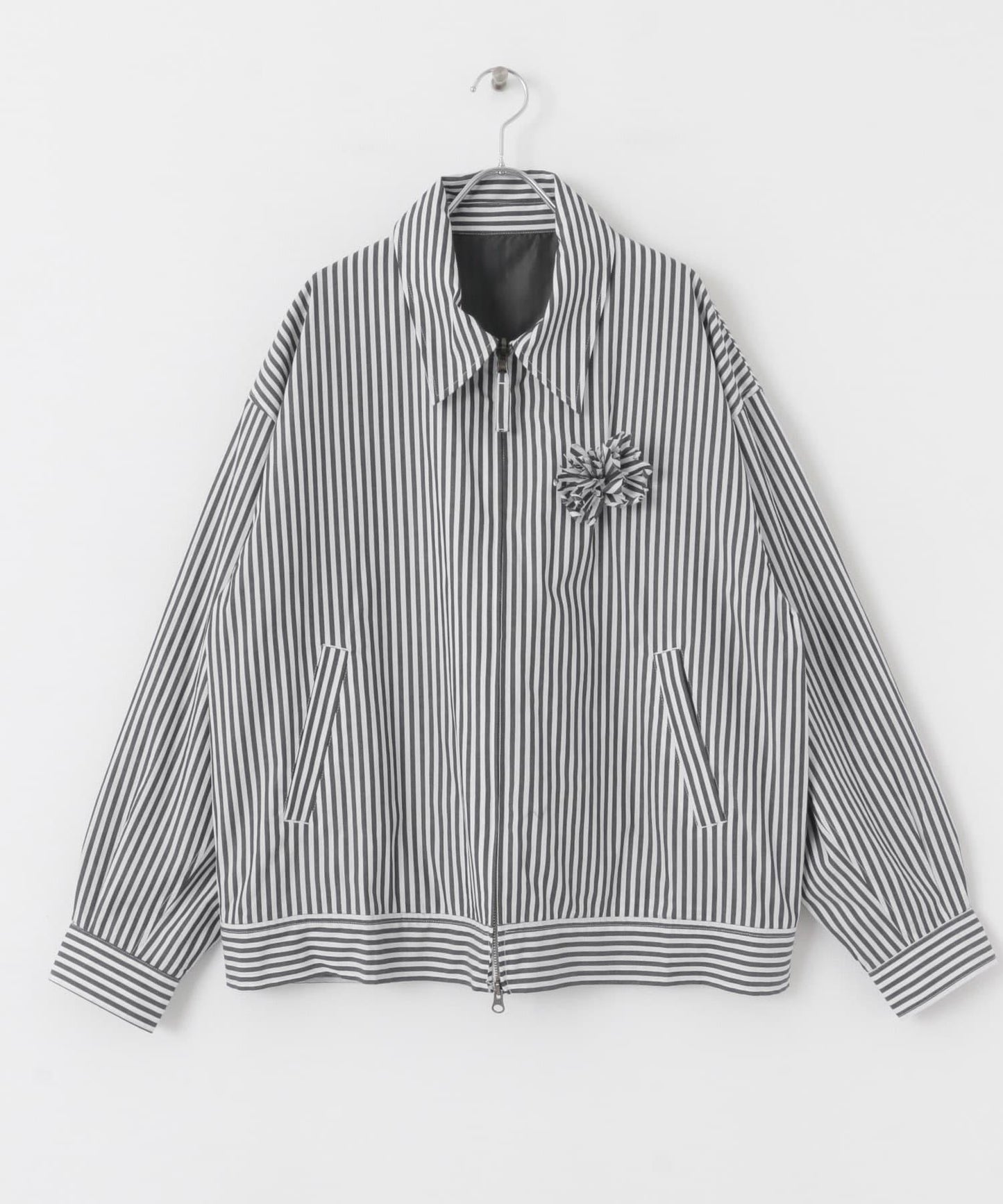 hxcyyd × SOP 條紋花卉胸花襯衫夾克（男女同款）