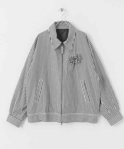 hxcyyd × SOP 條紋花卉胸花襯衫夾克（男女同款）