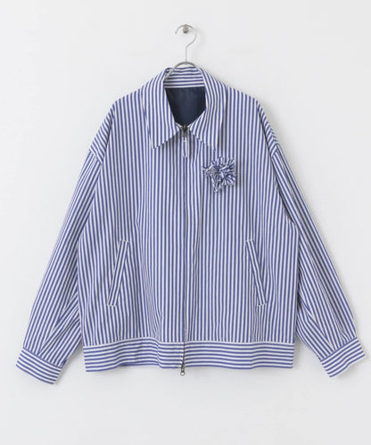 hxcyyd × SOP 條紋花卉胸花襯衫夾克（男女同款）