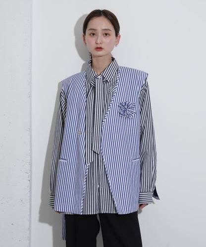 hxcyyd × SOP 條紋花卉胸花襯衫馬甲（男女同款）