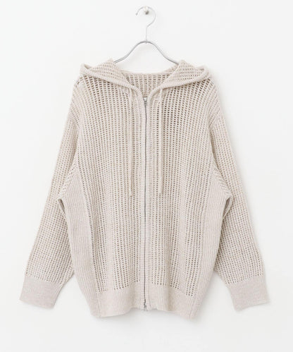 透視網紗連帽拉鍊外套