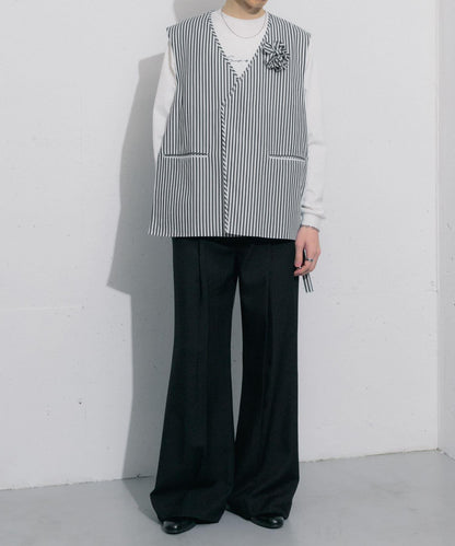 hxcyyd × SOP 條紋花卉胸花襯衫馬甲（男女同款）