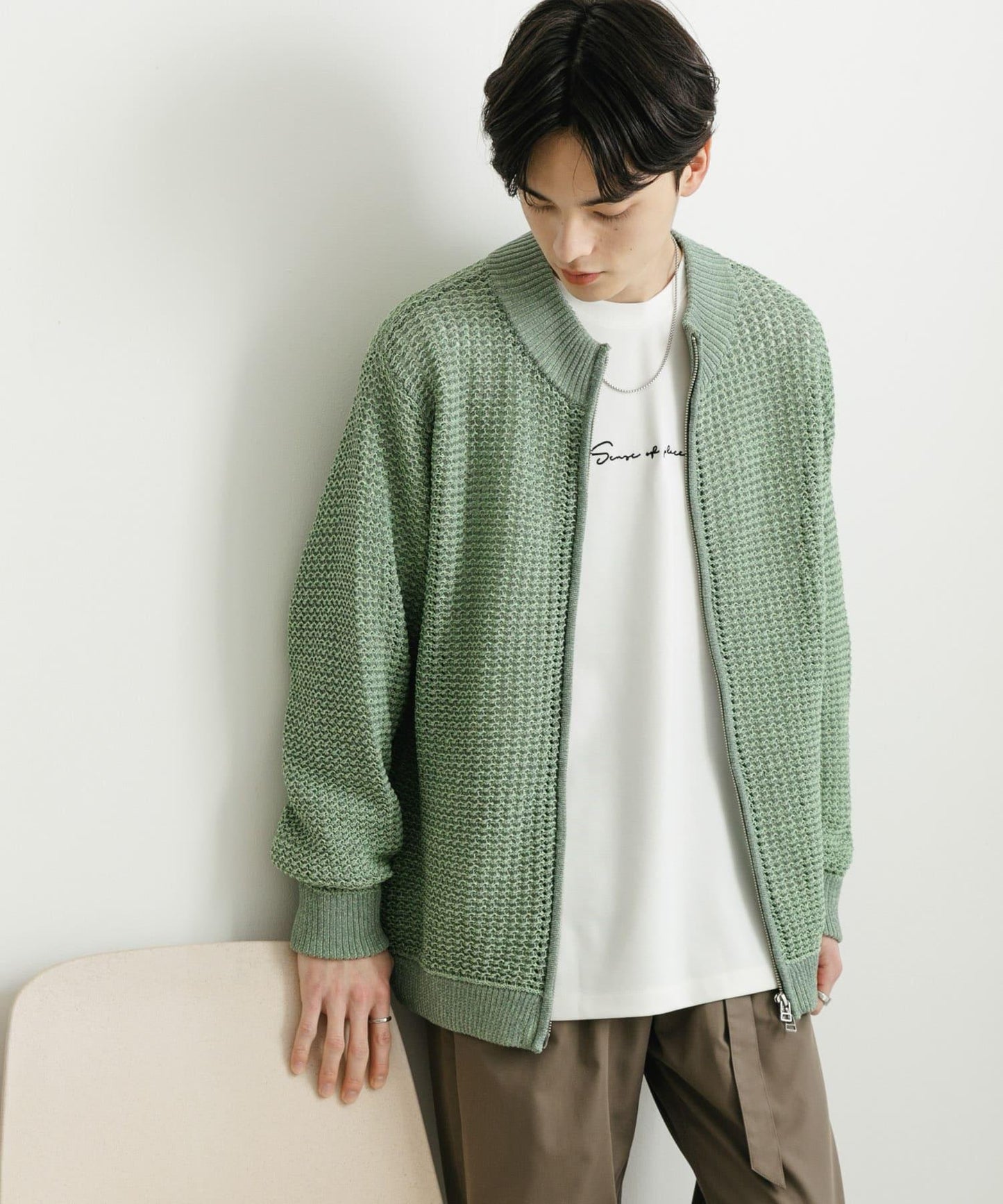 男女同款 可水洗 透視網眼駕駛員開衫