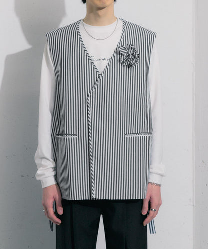 hxcyyd × SOP 條紋花卉胸花襯衫馬甲（男女同款）