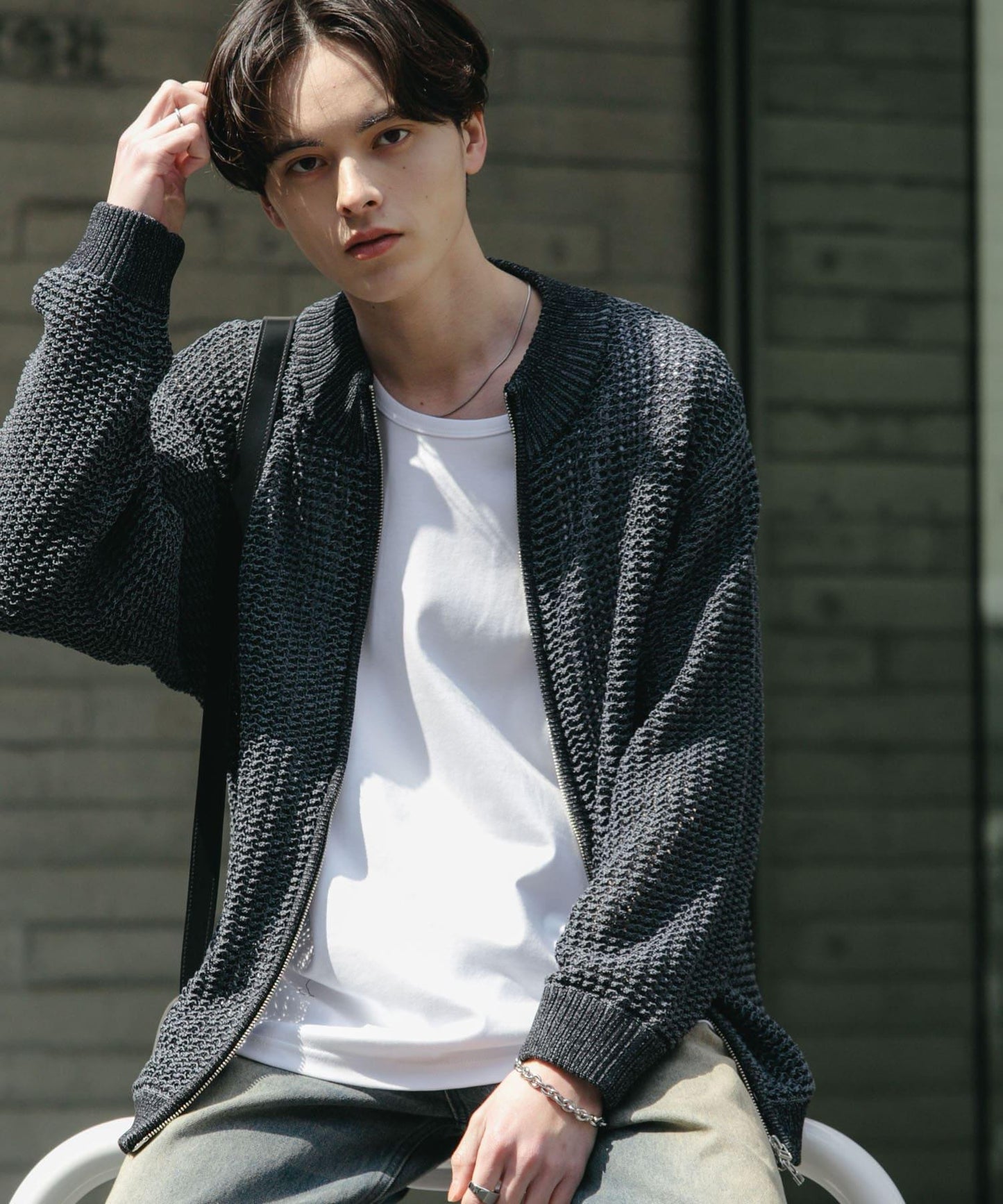 男女同款 可水洗 透視網眼駕駛員開衫