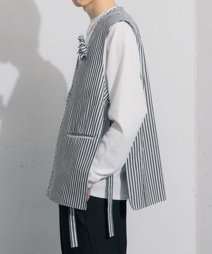 hxcyyd × SOP 條紋花卉胸花襯衫馬甲（男女同款）