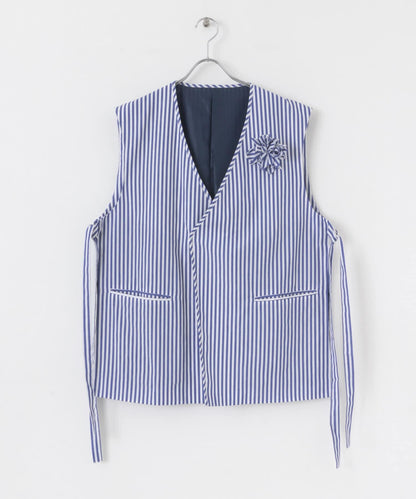 hxcyyd × SOP 條紋花卉胸花襯衫馬甲（男女同款）