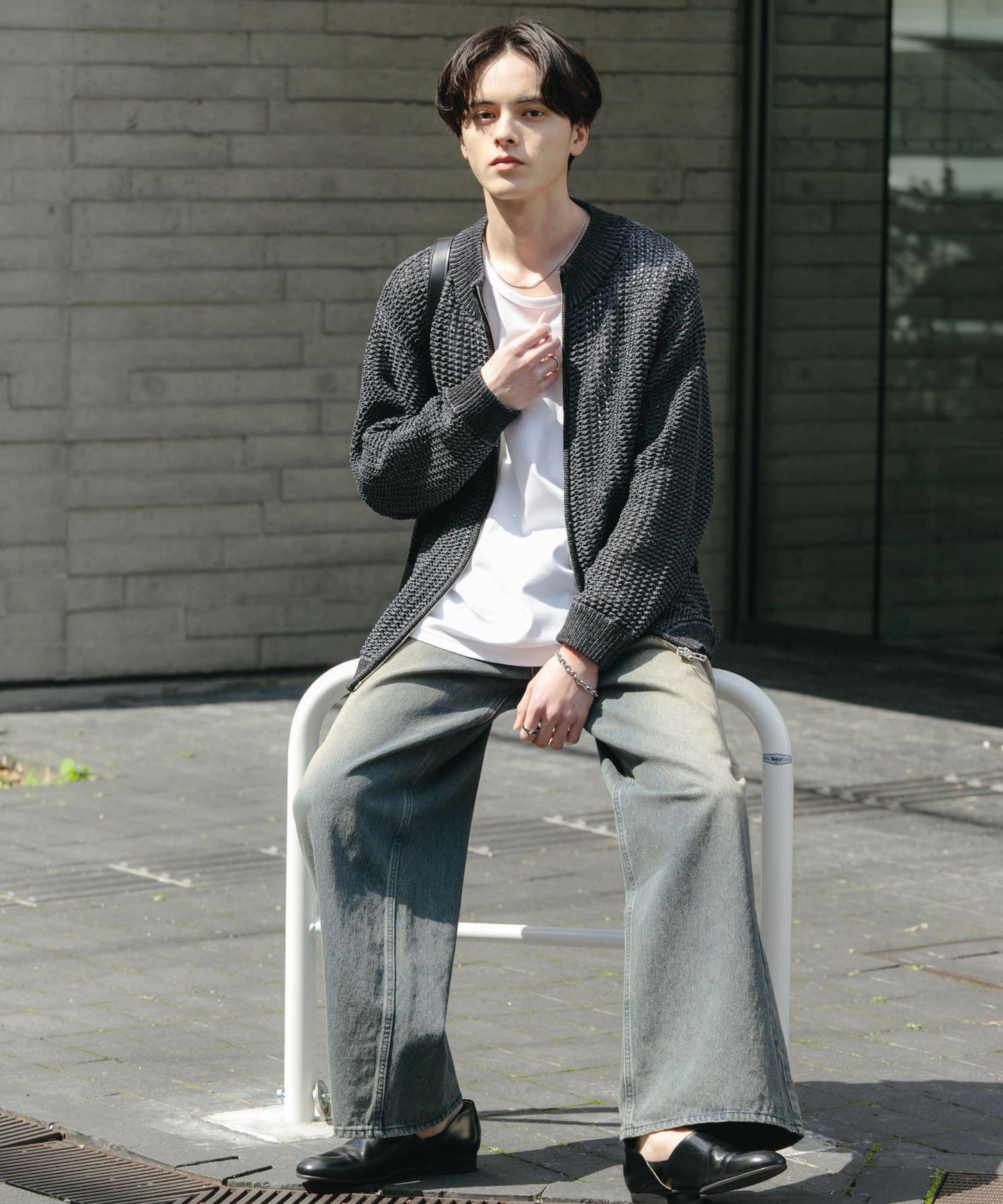 男女同款 可水洗 透視網眼駕駛員開衫