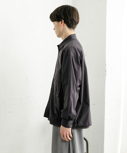 波點網紗雙口袋長袖襯衫