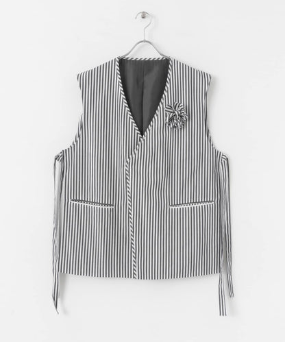 hxcyyd × SOP 條紋花卉胸花襯衫馬甲（男女同款）