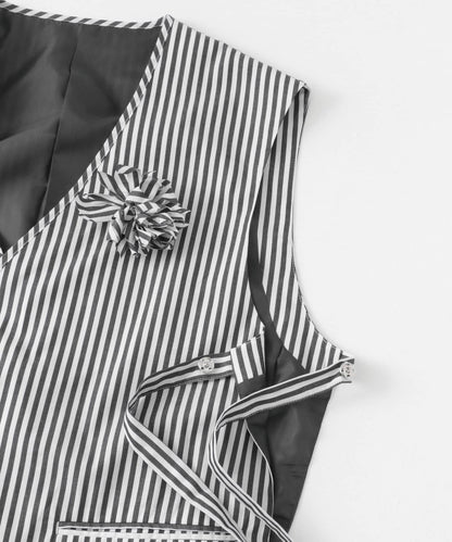 hxcyyd × SOP 條紋花卉胸花襯衫馬甲（男女同款）