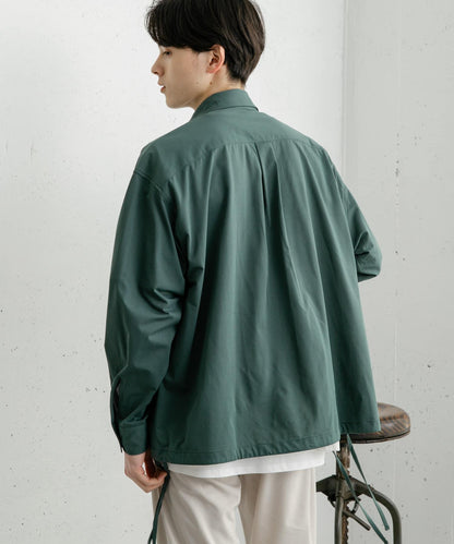 波點網紗雙口袋長袖襯衫