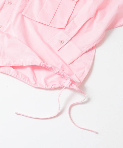 波點網紗雙口袋長袖襯衫