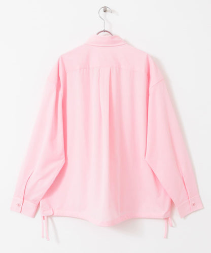 波點網紗雙口袋長袖襯衫