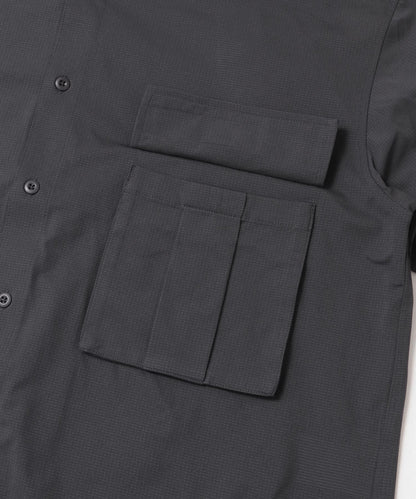 波點網紗雙口袋長袖襯衫