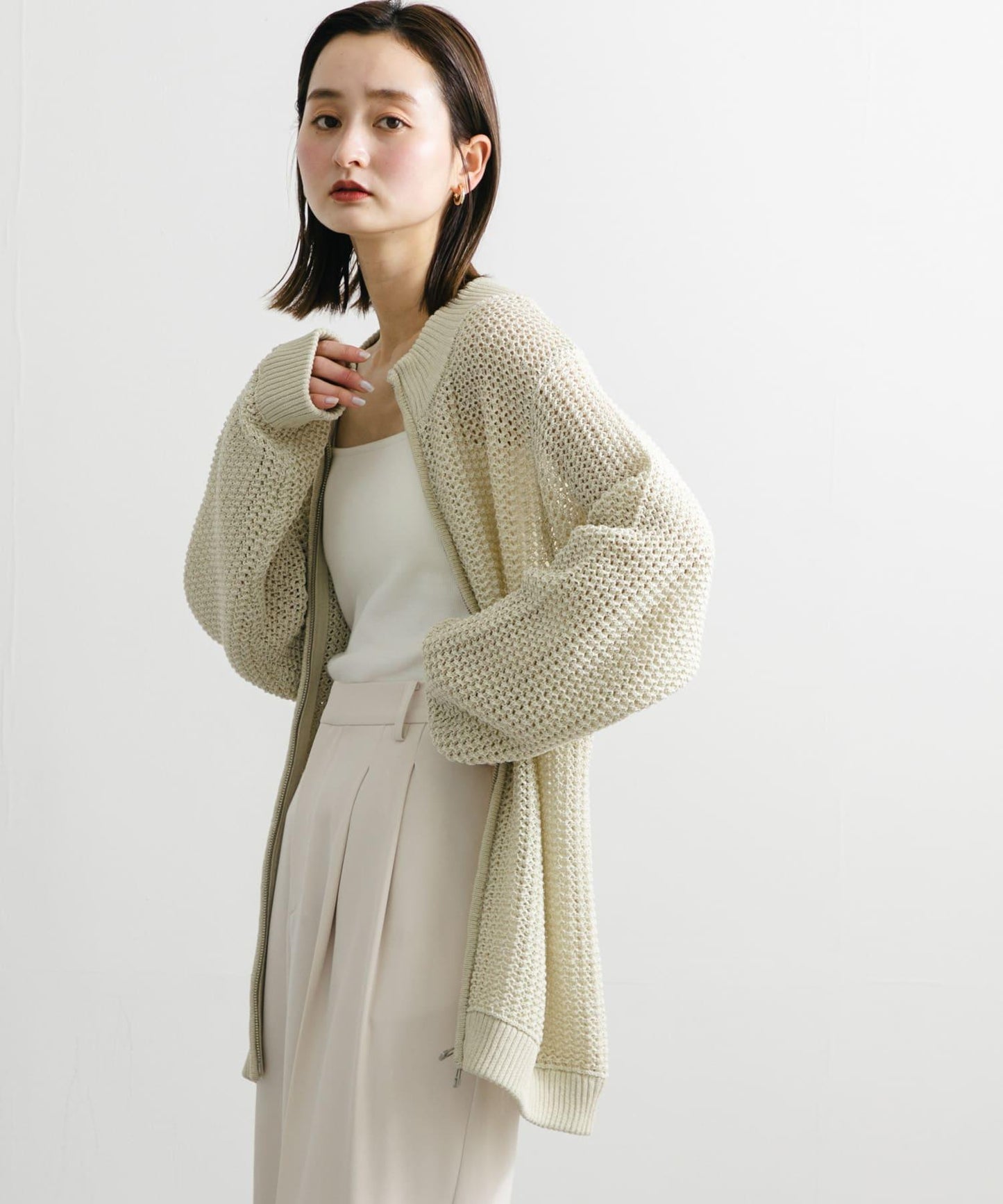 男女同款 可水洗 透視網眼駕駛員開衫