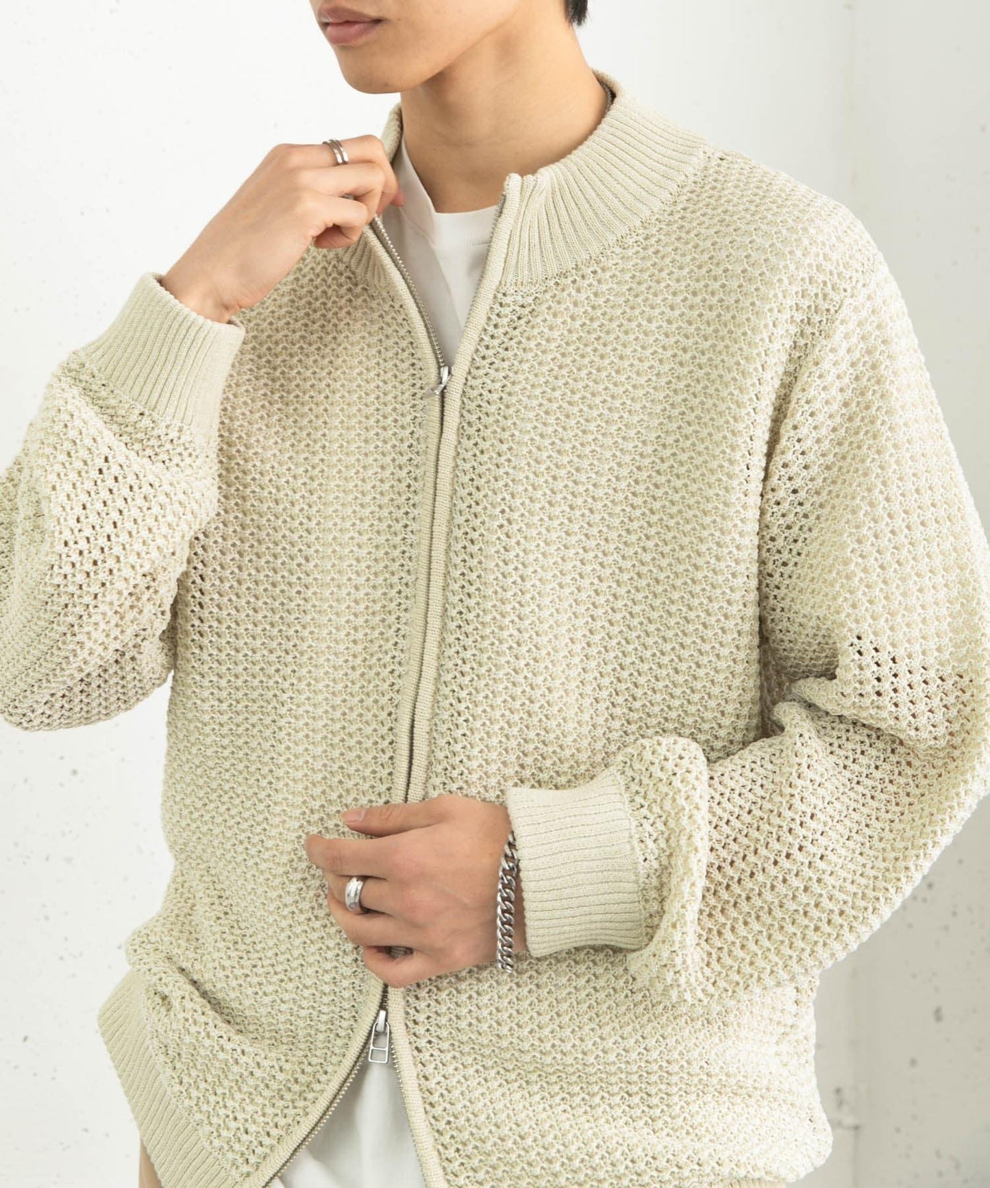 男女同款 可水洗 透視網眼駕駛員開衫