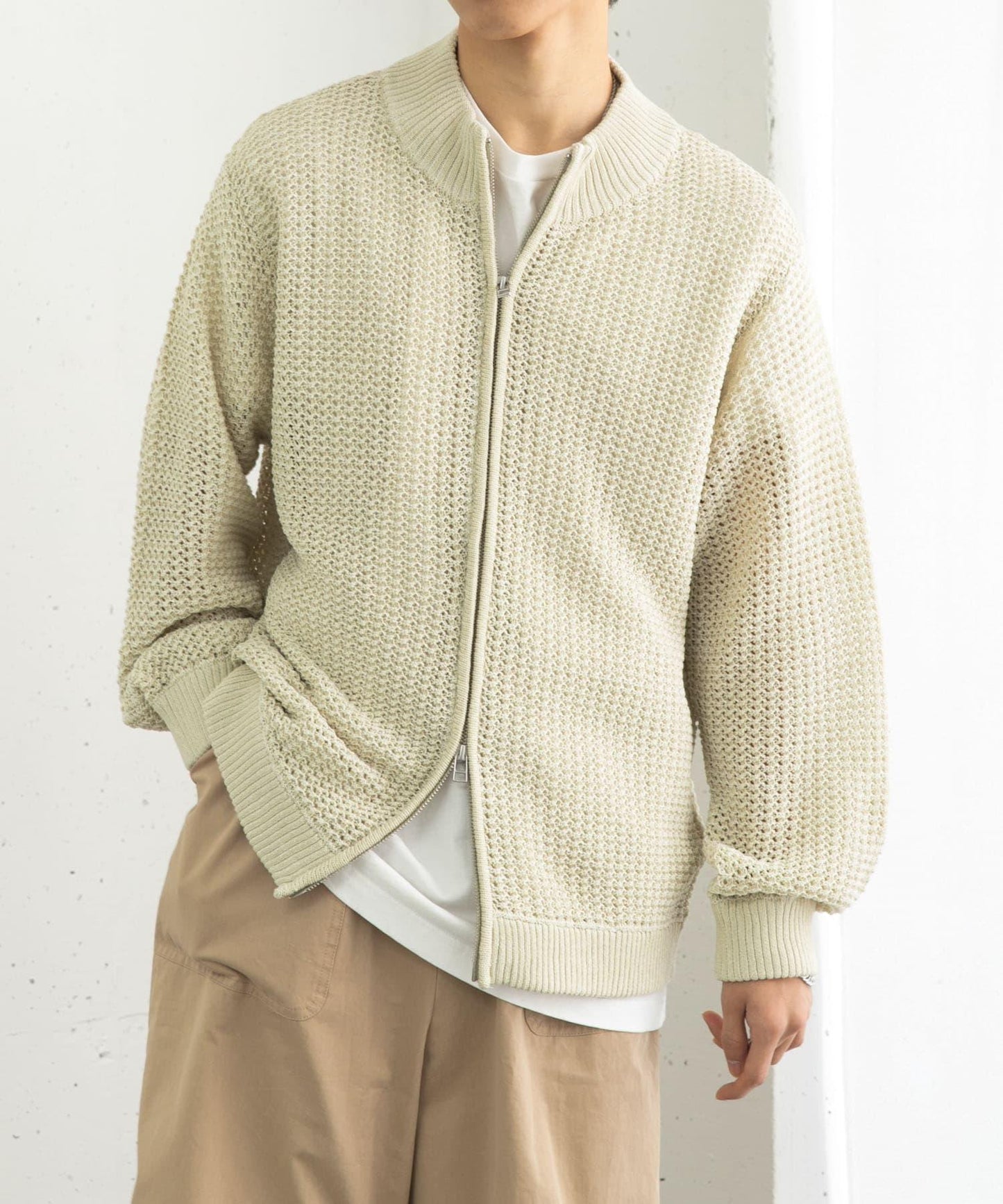 男女同款 可水洗 透視網眼駕駛員開衫