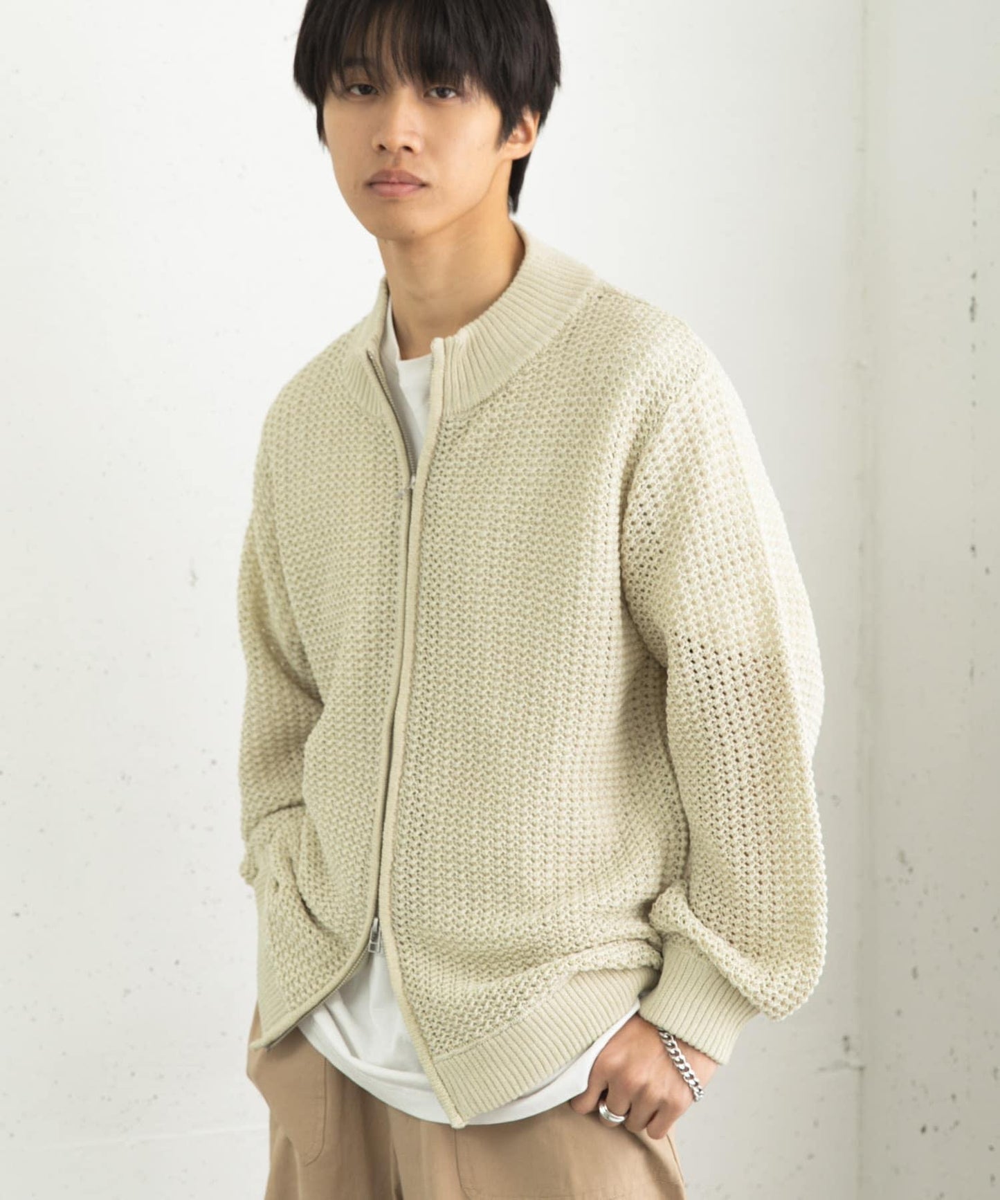 男女同款 可水洗 透視網眼駕駛員開衫