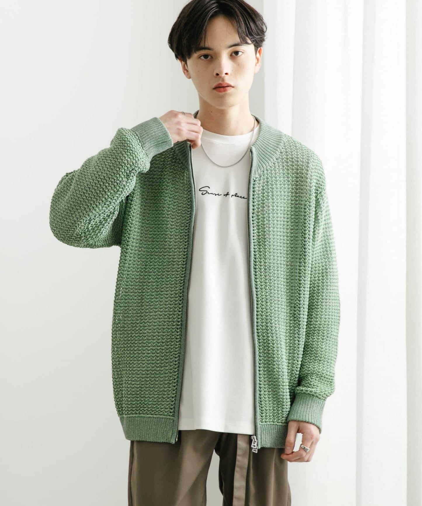 男女同款 可水洗 透視網眼駕駛員開衫