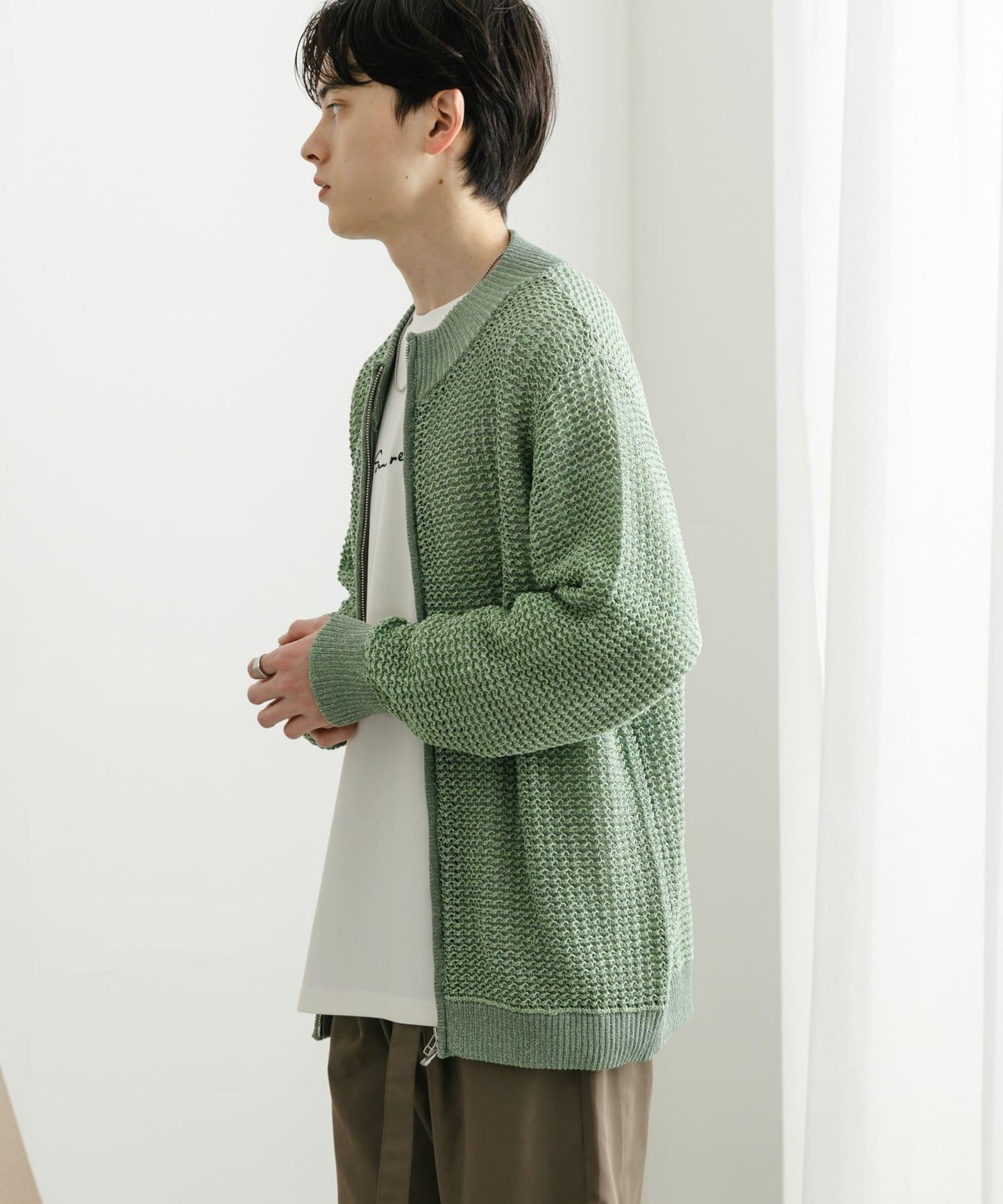 男女同款 可水洗 透視網眼駕駛員開衫