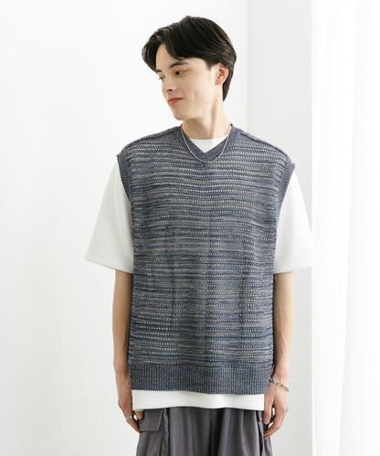 混色V領針織背心