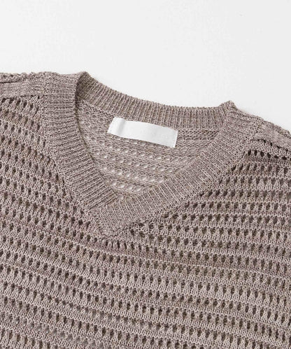 混色V領針織背心