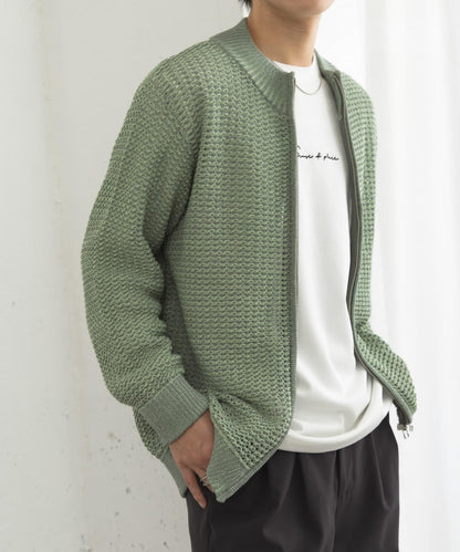 男女同款 可水洗 透視網眼駕駛員開衫