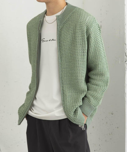 男女同款 可水洗 透視網眼駕駛員開衫