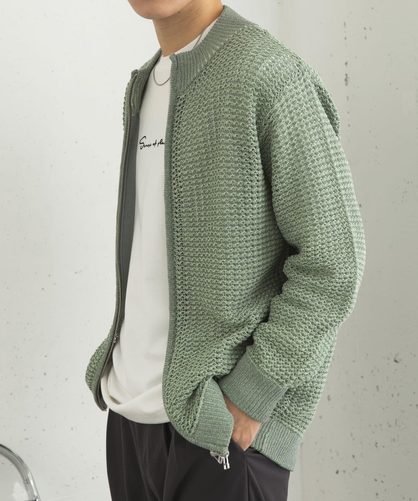 男女同款 可水洗 透視網眼駕駛員開衫