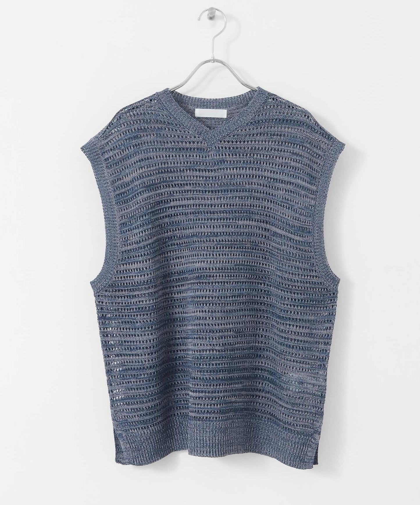 混色V領針織背心