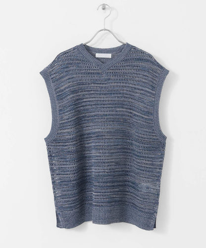 混色V領針織背心