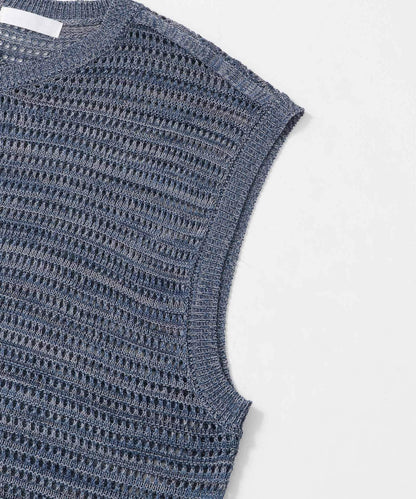 混色V領針織背心