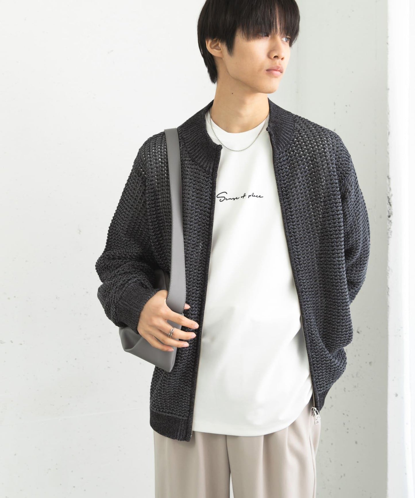 男女同款 可水洗 透視網眼駕駛員開衫