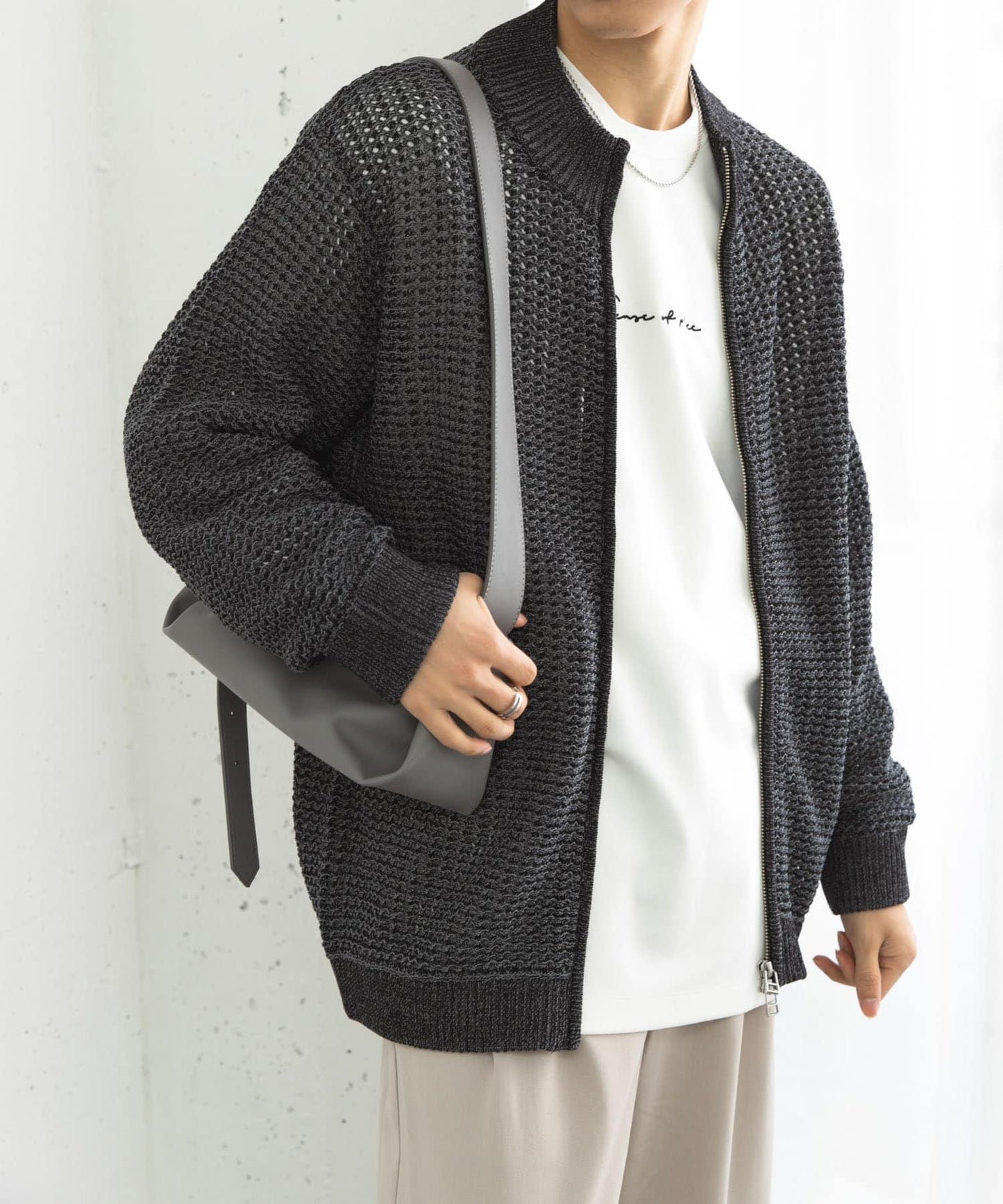 男女同款 可水洗 透視網眼駕駛員開衫